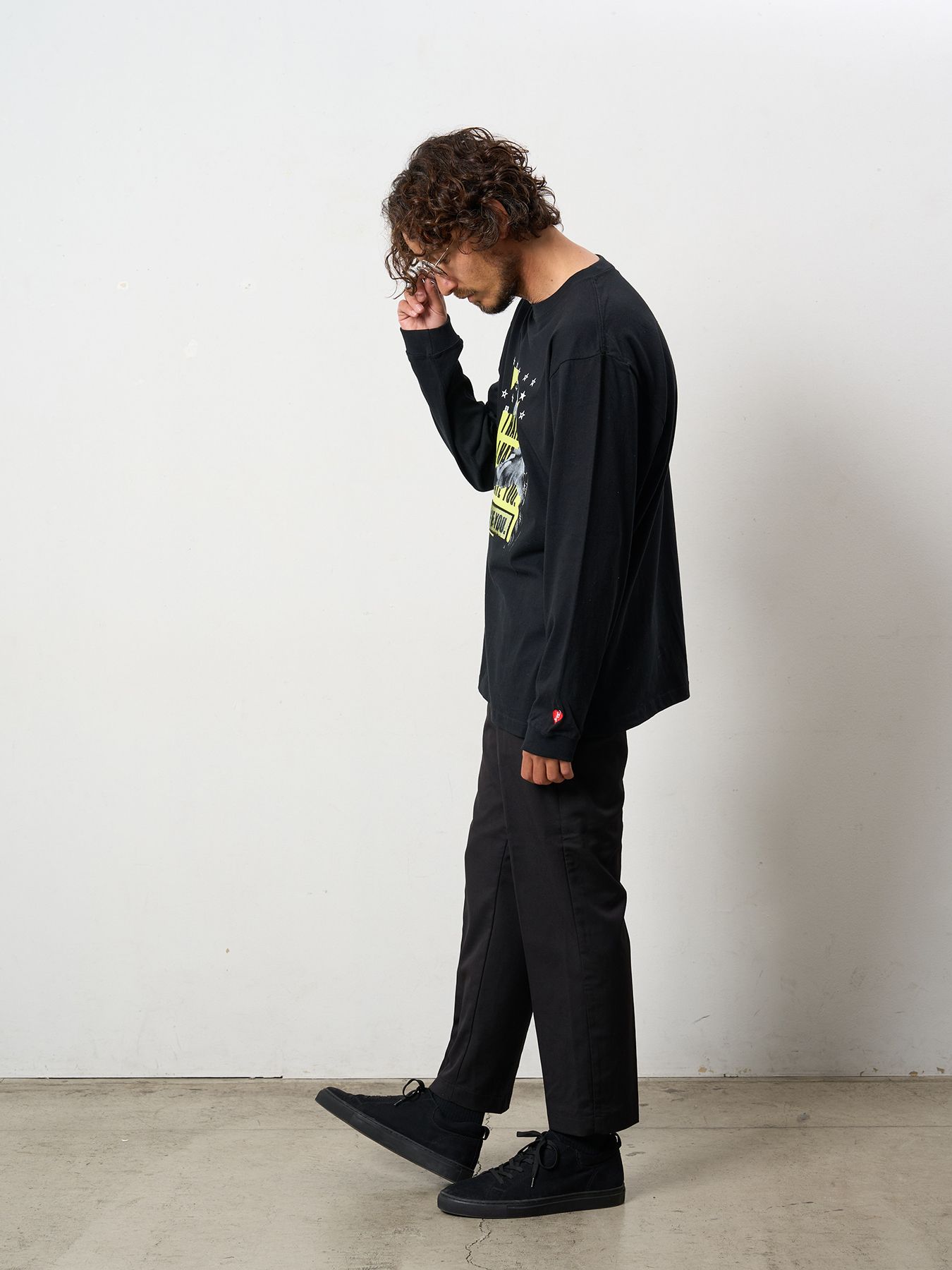 【予約品 5月8日(木) AM10時 締切】 5.6ozコットン天竺 I HATE YOU シークインLS Tシャツ / ブラック
