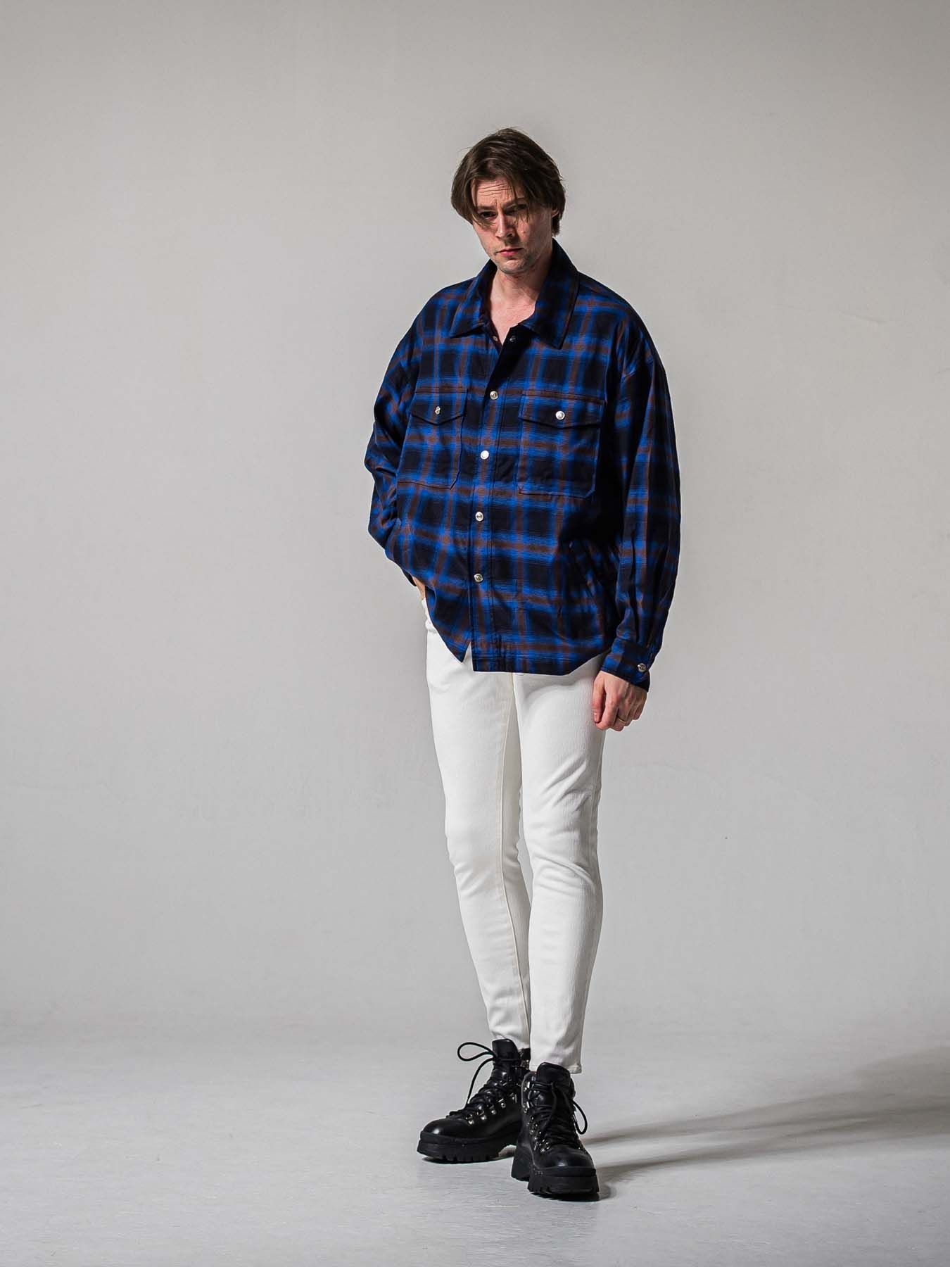 【予約品 11月16日(日) 締切】50s CHECK JK / オンブレチェック シャツジャケット / ブルー