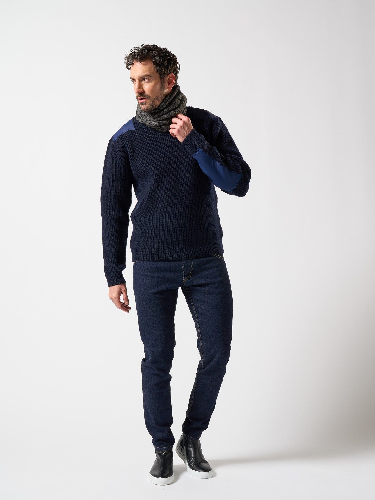 【予約品】 plating cable knit turtle / ニット / ネイビー