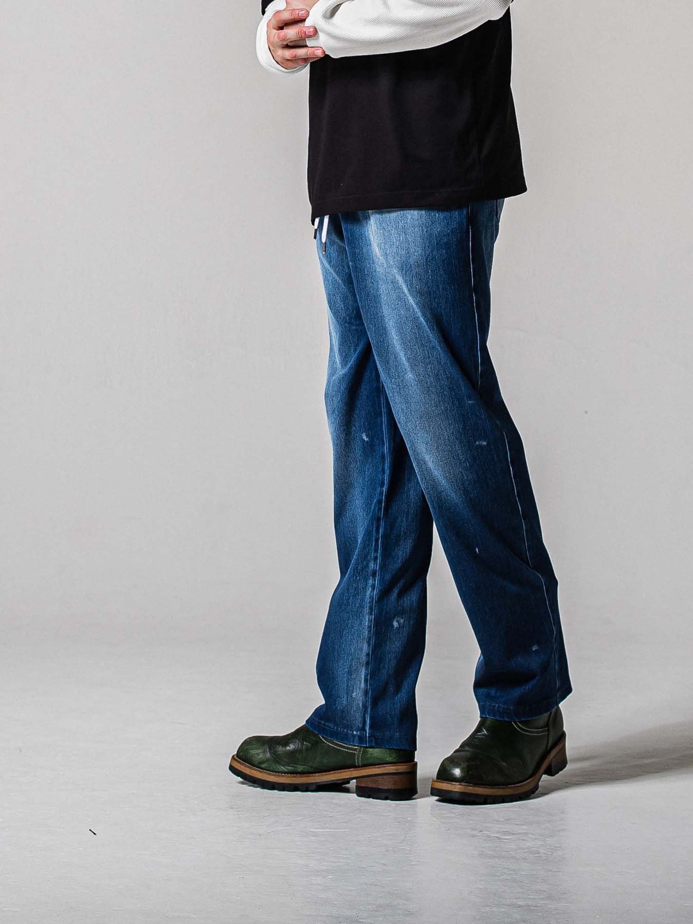 【予約品 11月16日(日) 締切】DENIM JERSEY WIDE PT / デニムジャージ セミワイドシルエット ワンタックイージーパンツ / ダークインディゴ