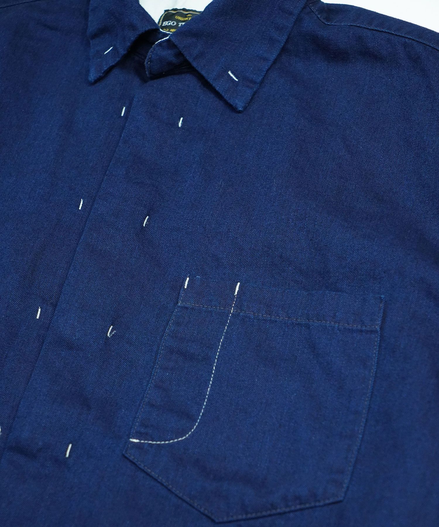 【予約品10月20日(日）締め】 SOSIR used / シャツ / ダークインディゴユーズド×アイボリーホワイトステッチ×ネイビー