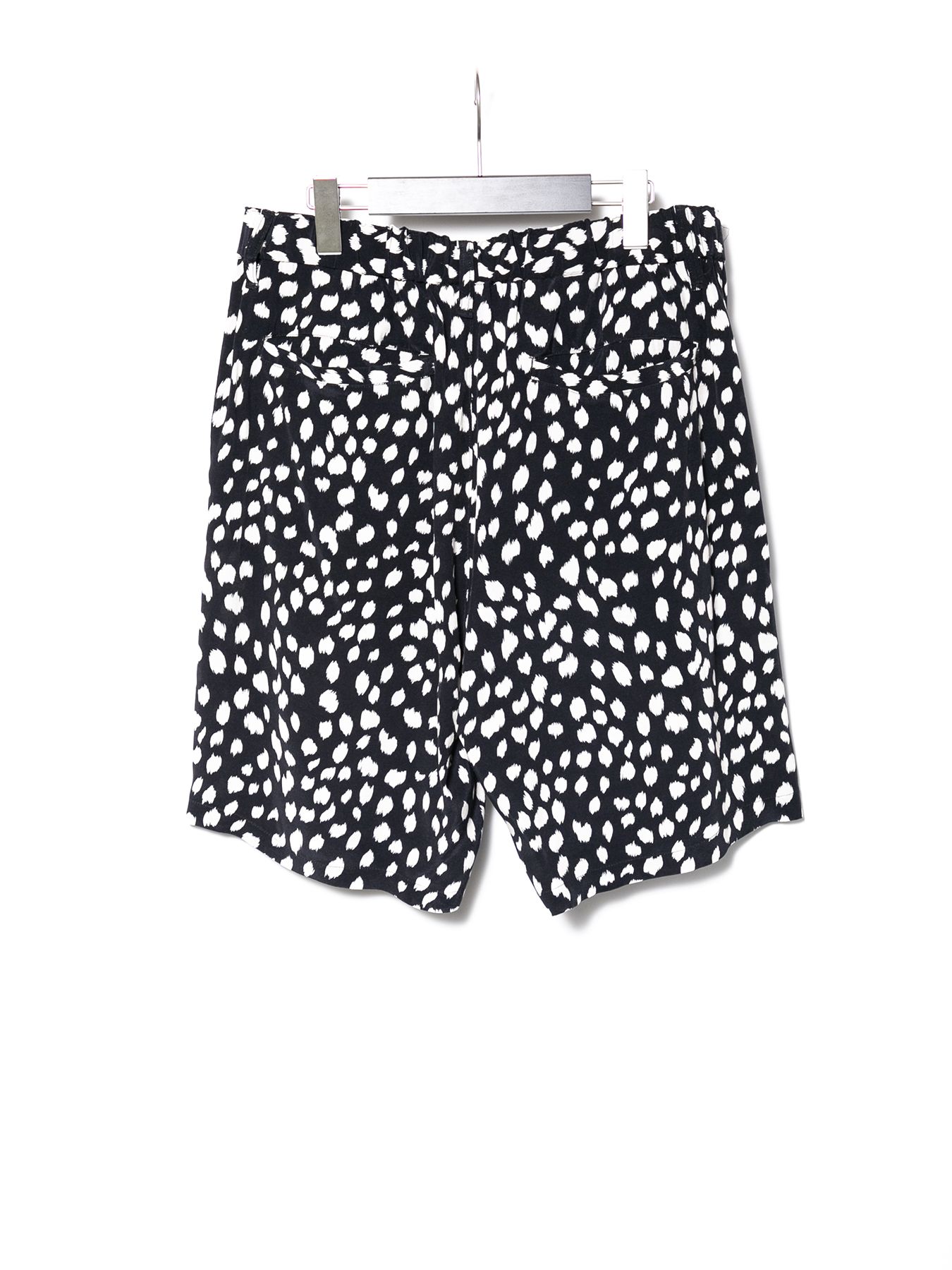 【予約品 10月12日(日) 締切】Leopard Printed Cupra Rayon Short pants / キュプラ レーヨン 豹柄プリントショートパンツ / ブラック豹柄
