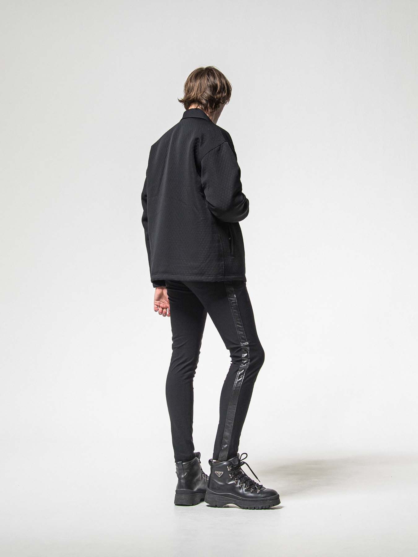 【予約品 8月31日(日) 締切】LEATHER LINE TRACK / レザーライン トラックパンツ / ブラック×ブラック