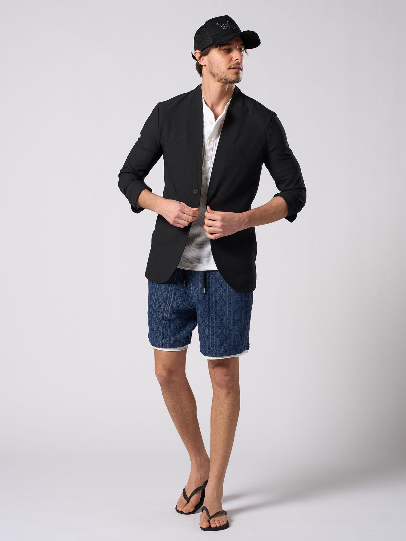 【予約品 1月25日(日) 締切】waffle henley S/S / ワッフルヘンリー ショートスリーブ / ブラック