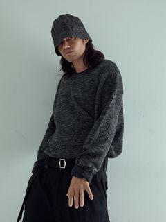 【予約品 】ROLLSLEEVE / ロングスリーブ Tシャツ / 杢ブラック