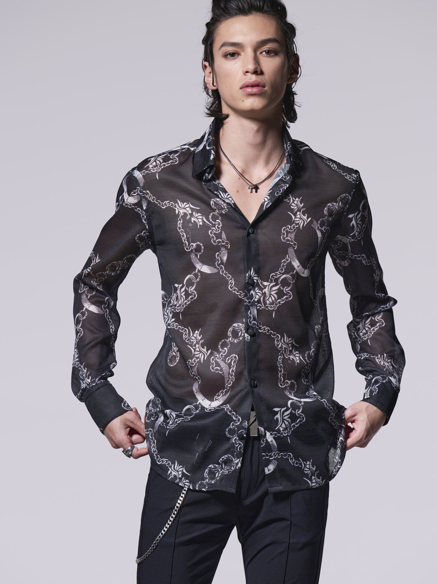 《予約品》 Chain Shirt / シャツ / ブラックチェーンプリント