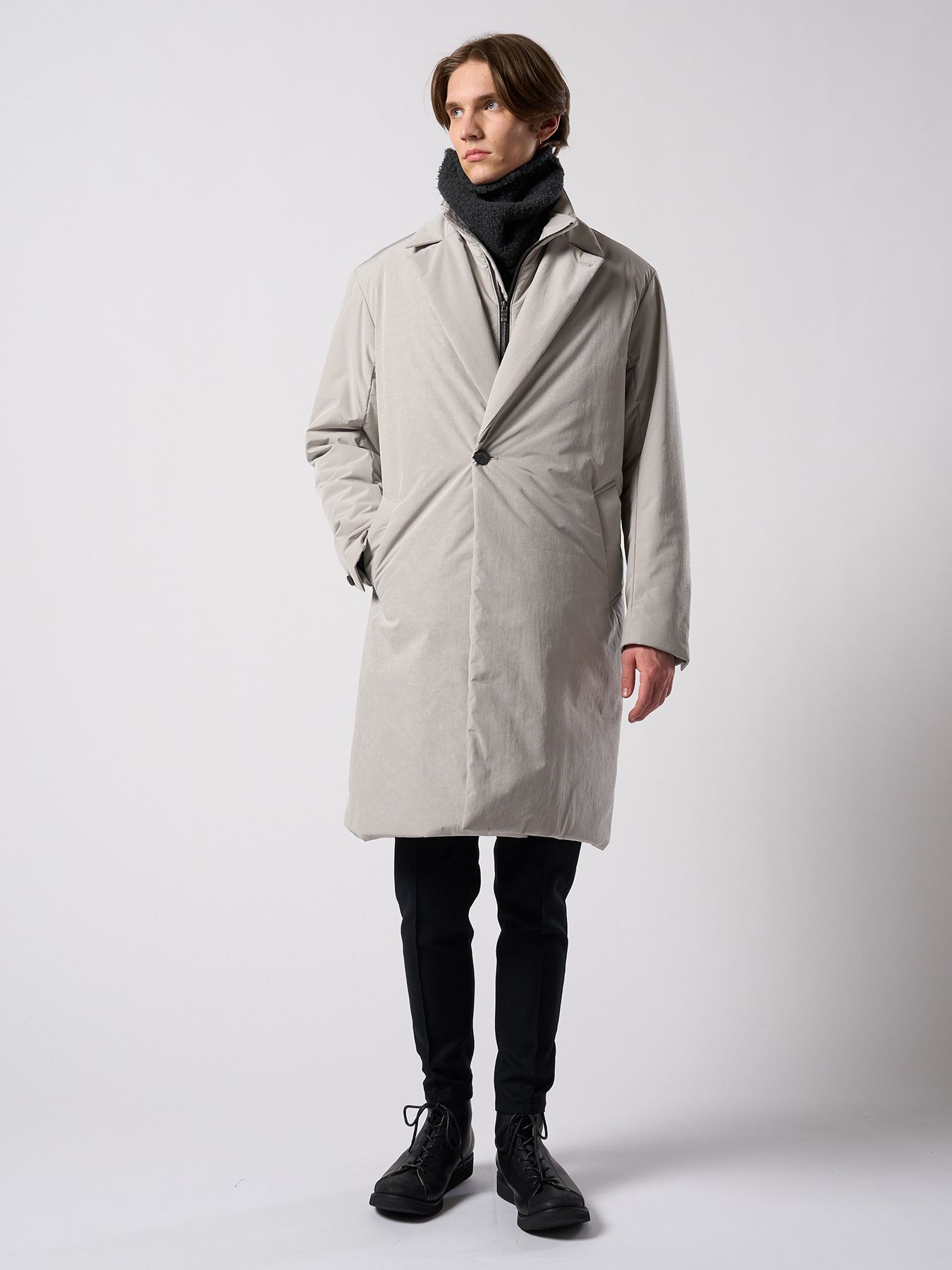 【予約品 4月19日(日) 18時締切】double breasted solid coat / ダブルブレスト ソリッド コート / フェードグレー