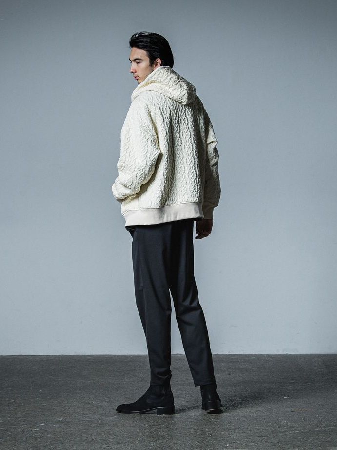 《予約品》 cable drop zip hoodie / パーカー / ホワイト