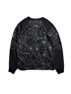 【予約品 3月9日(月) 18:00 締切】SPIDER PRINT T CRY / クリスタルクロスガン スパイダープリント フリース ロンT / ブラック×グレー