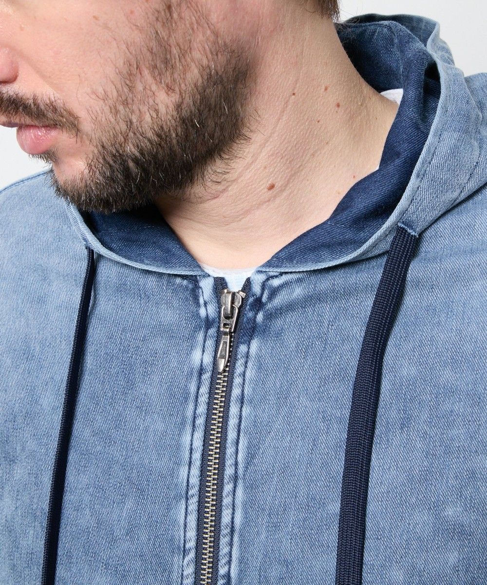 ハイテンションジャージーデニムジップアップパーカー【HIDEAWAYS NICOLE】