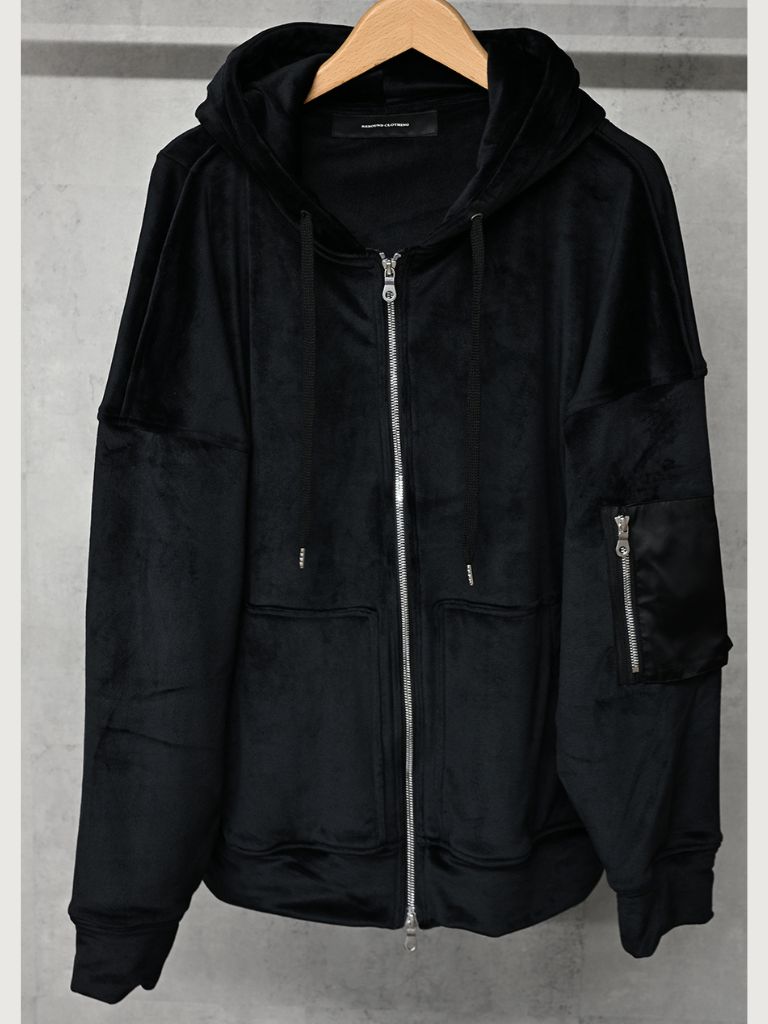 《予約9月1日18時締め》 veloursfleece zip loose hoodie  / パーカー / ブラック