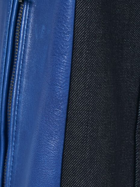 【ラムレザー×デニム】セミダブル ライダース ジャケット ブルー×インディコ 【5351 POUR LES HOMMES】
