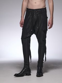 《予約品》 CoatingHighTensionJersey SaruelPants / コーティングサルエルカーゴパンツ / ブラック