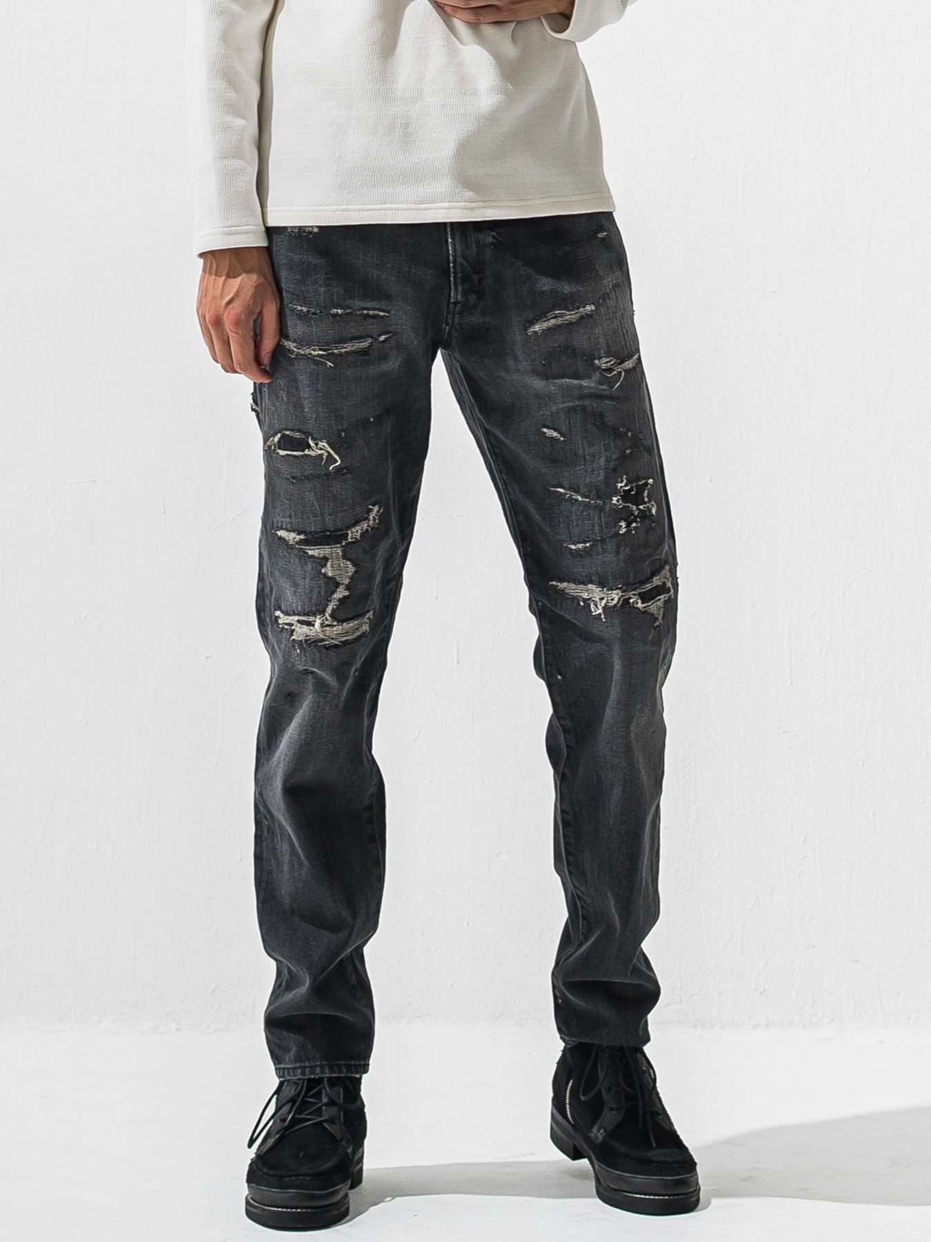 【予約品 9月6日(日) 締切】SCOTT JEANS / ライトオンスヴィンテージジーンズ / ブラック ユーズド