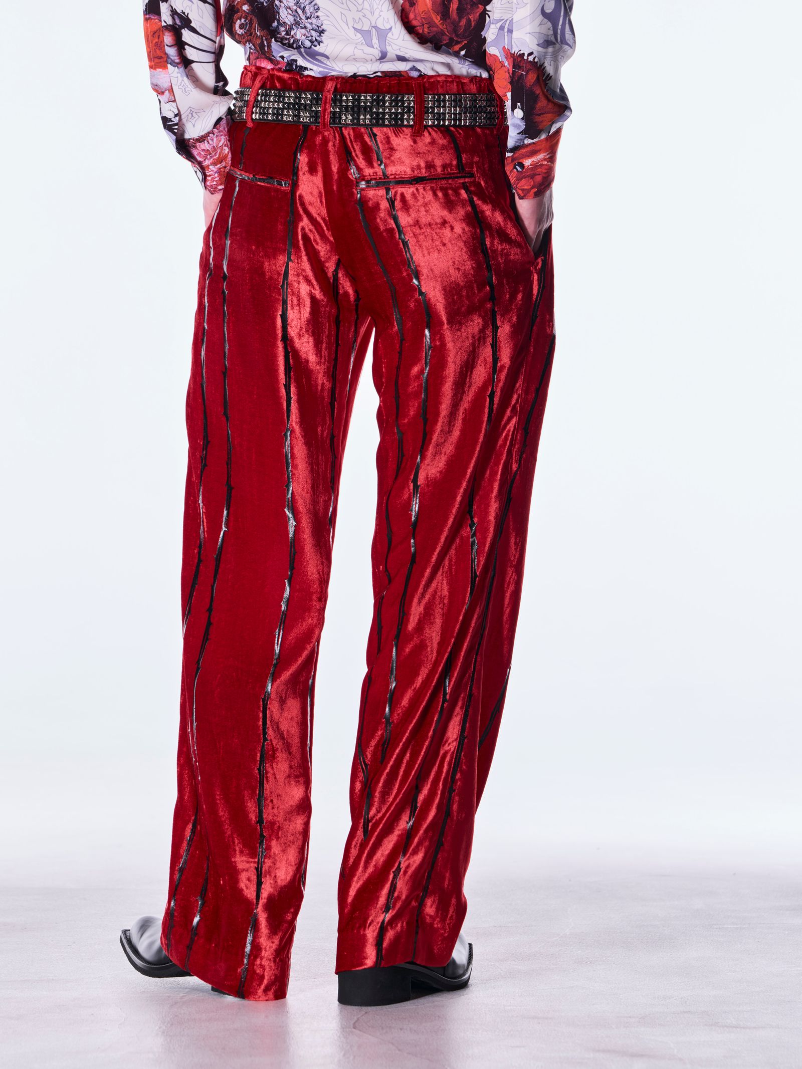 【予約品 6月29日(月) 締切】TOGE Velvet Wide Slacks / ベルベット ワイドスラックス / レッド