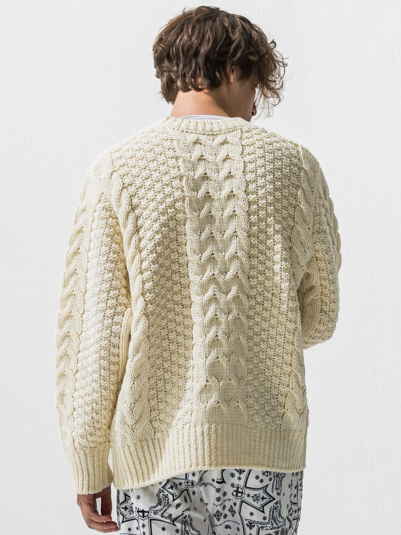 【予約品 9月6日(日) 締切】CABLE LAW SWEATER / ケーブル編みローゲージセーター / オフ