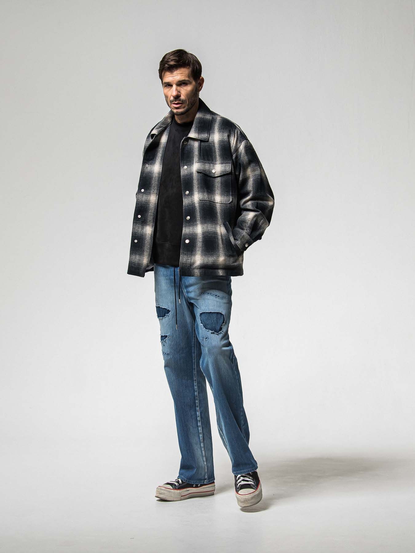 【予約品 8月31日(日) 締切】FLANNEL CHECK JK / フランネルチェック ジャケット / ブラック