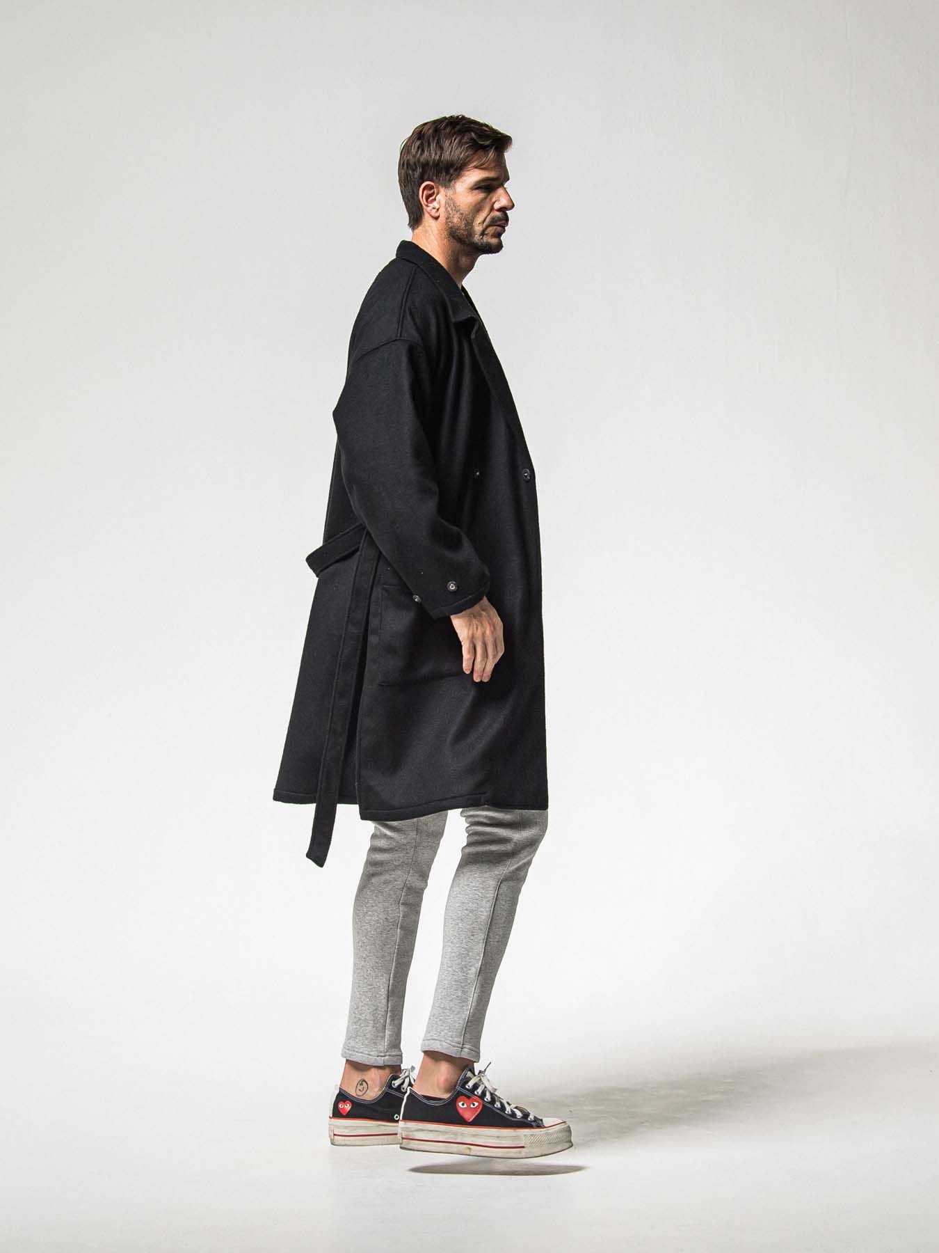 【予約品 】GOWN OVER COAT / ガウンオーバーコート / ブラック