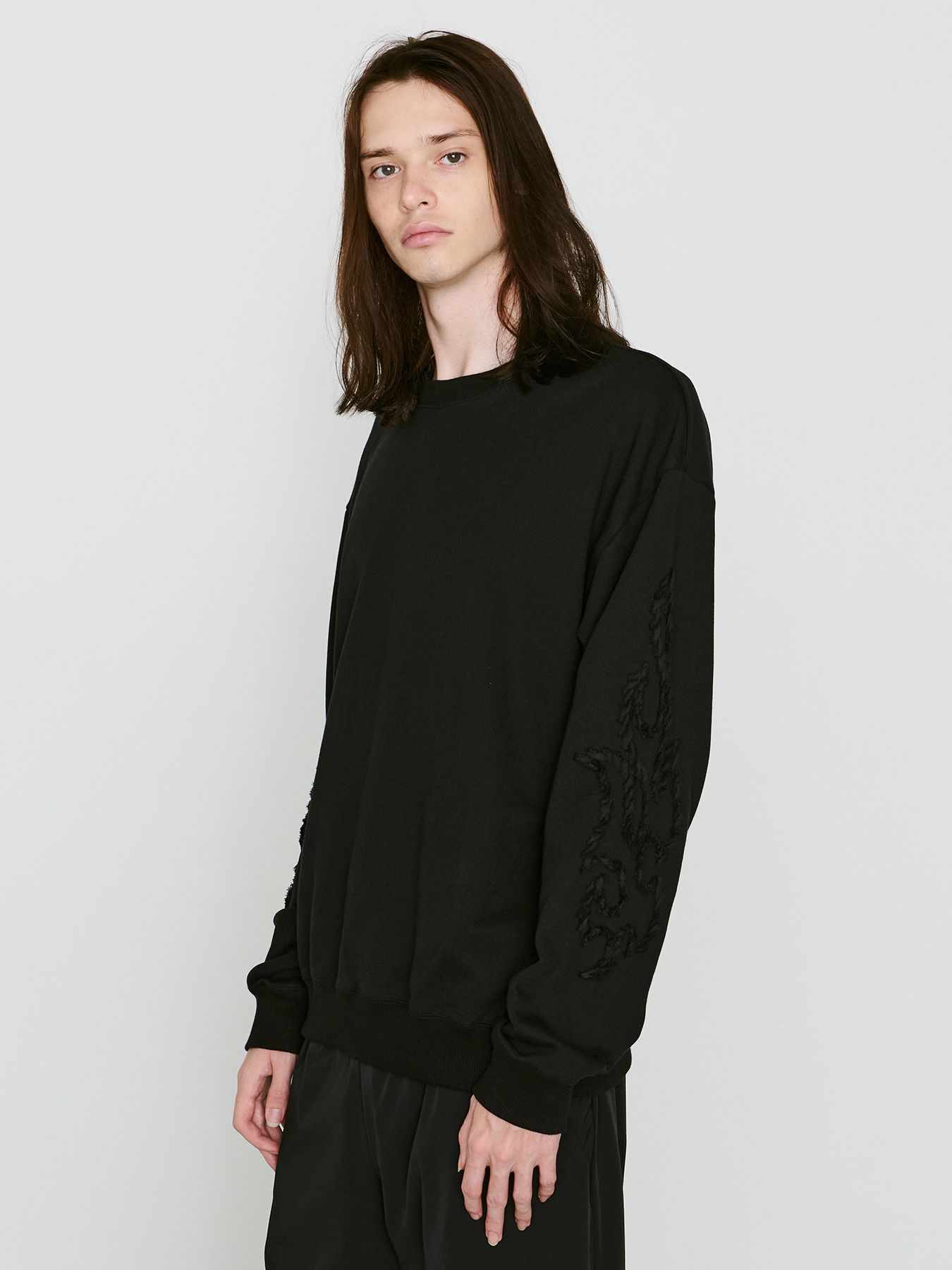 【予約品 8月10日(日) 締切 】FIRE EMBRO SWEAT CRY / ファイヤー エンブロイダリー スウェット / クリスタル ブラック