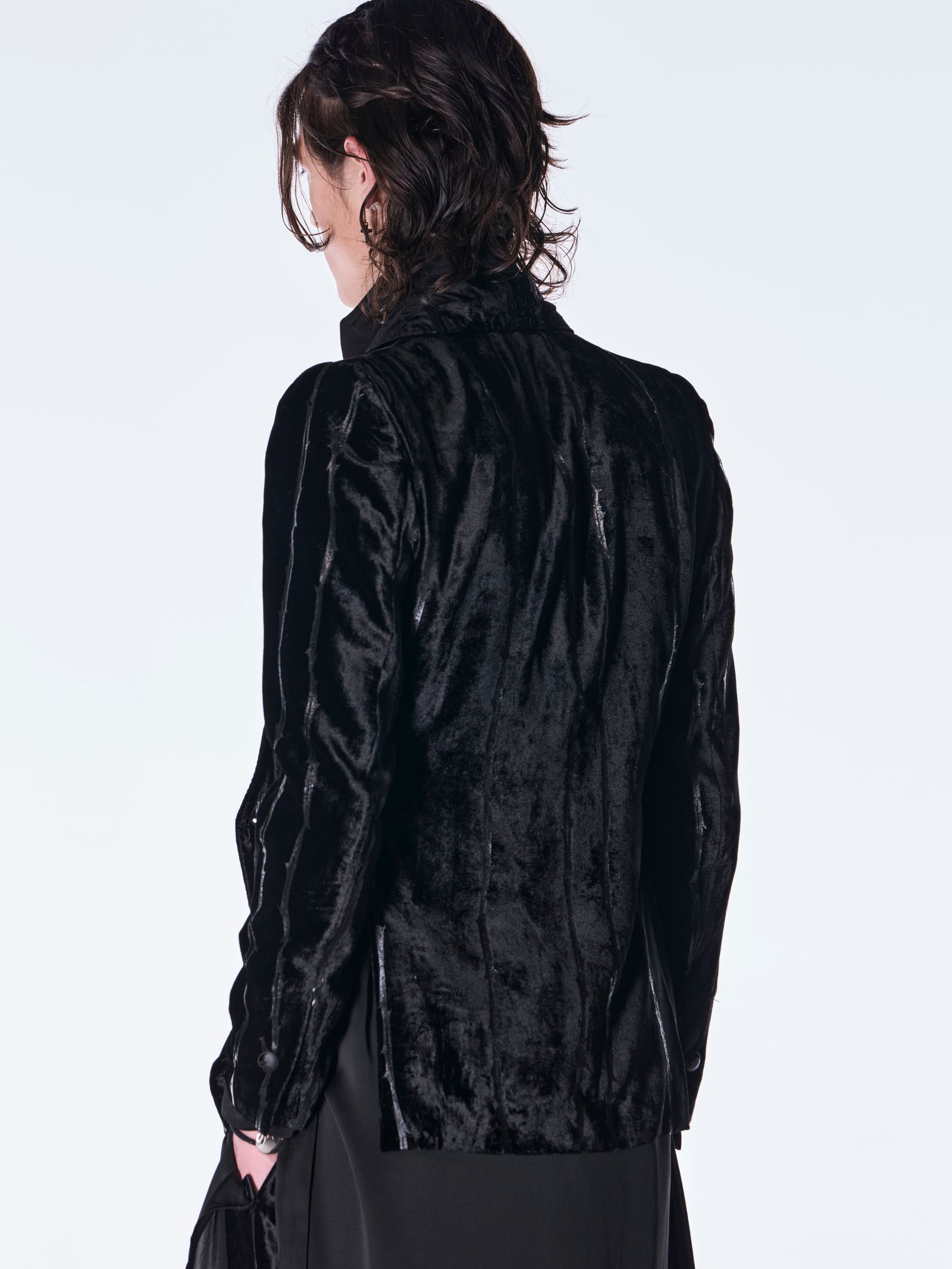 【予約品 6月29日(月) 締切】TOGE Velvet Peaked Jacket / ベルベット ピークドラぺル ジャケット / ブラック