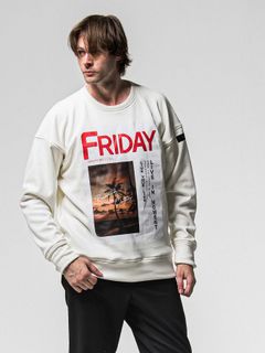 【予約品 8月31日(日) 締切】FRIDAY OLD COVER VEROURS FLEECE TRAINER / FRIDAYコラボ オールドカバー ベロアフリース トレーナー / ホワイト