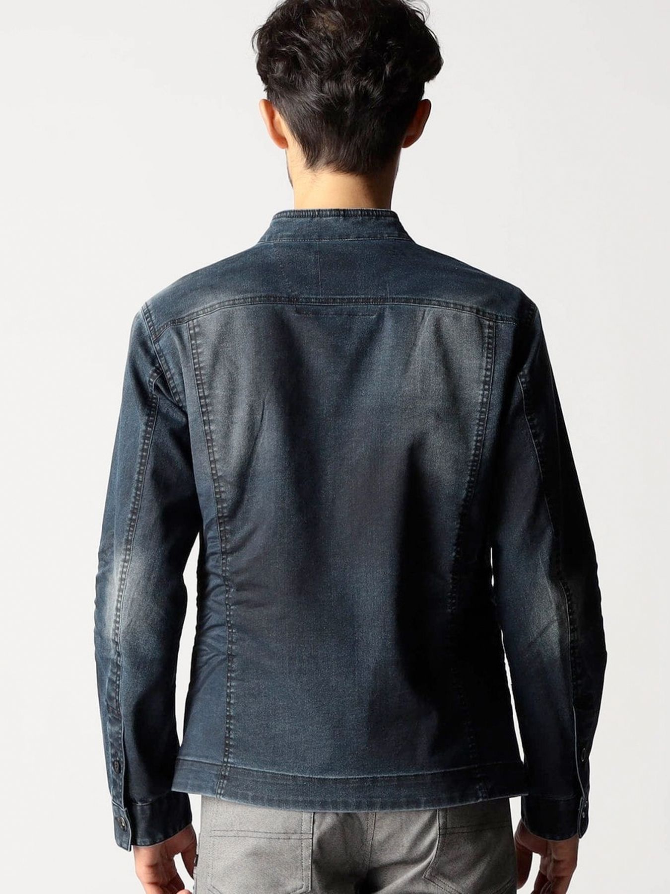 ショートスタンドカラー ブルゾン / インディゴ ブラックコーティング 【NICOLE CLUB FOR MEN】