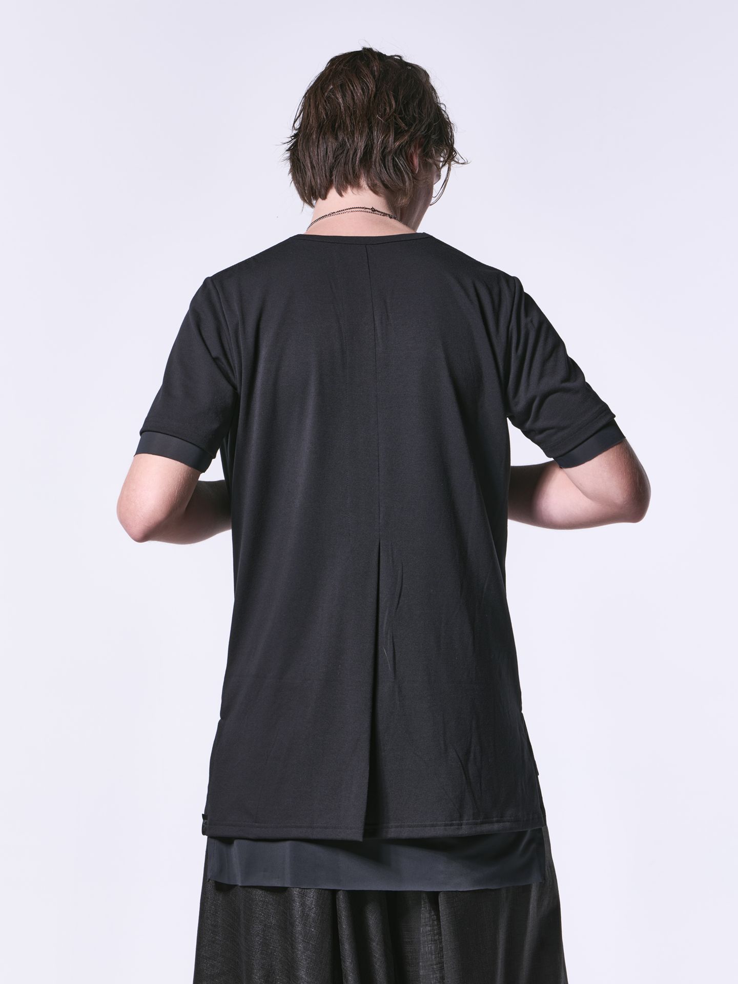 SlitHemLayeredT-Shirt / スリットレイヤードTシャツ / ブラック×ブラック