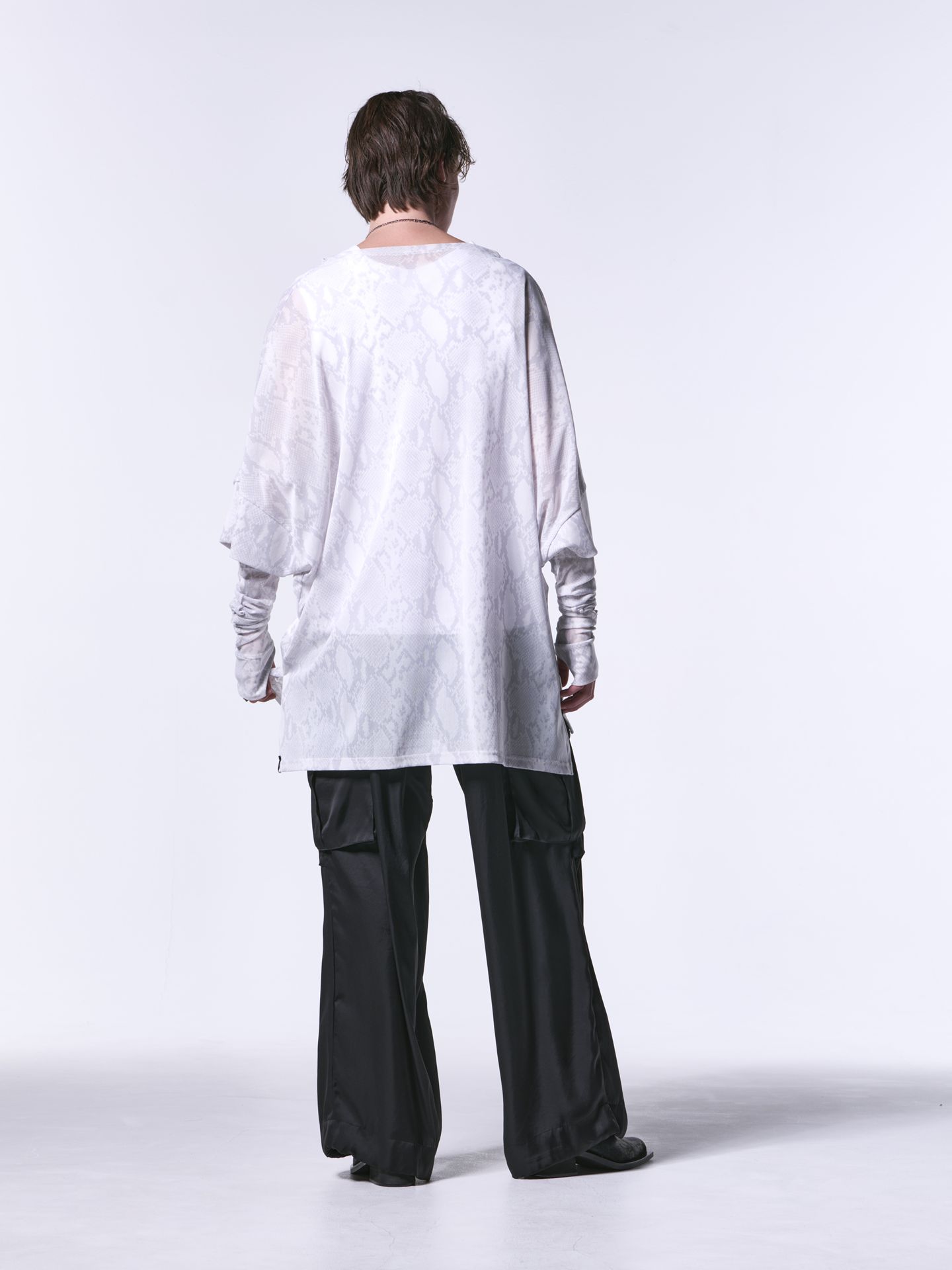《予約品1月》 Dolman-T / メッシュ ドルマンTシャツ / ホワイトパイソン