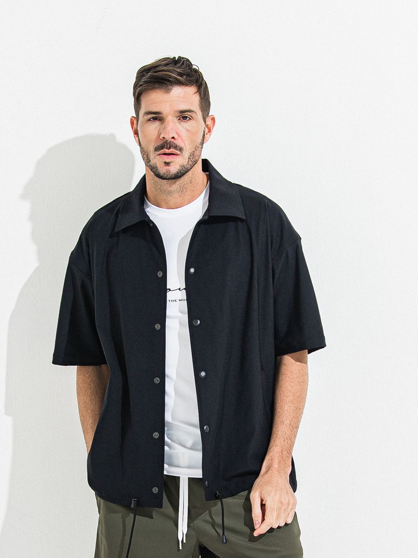 【予約品】NYLON HALF COACH JACKET / ナイロンハーフコーチジャケット / ブラック
