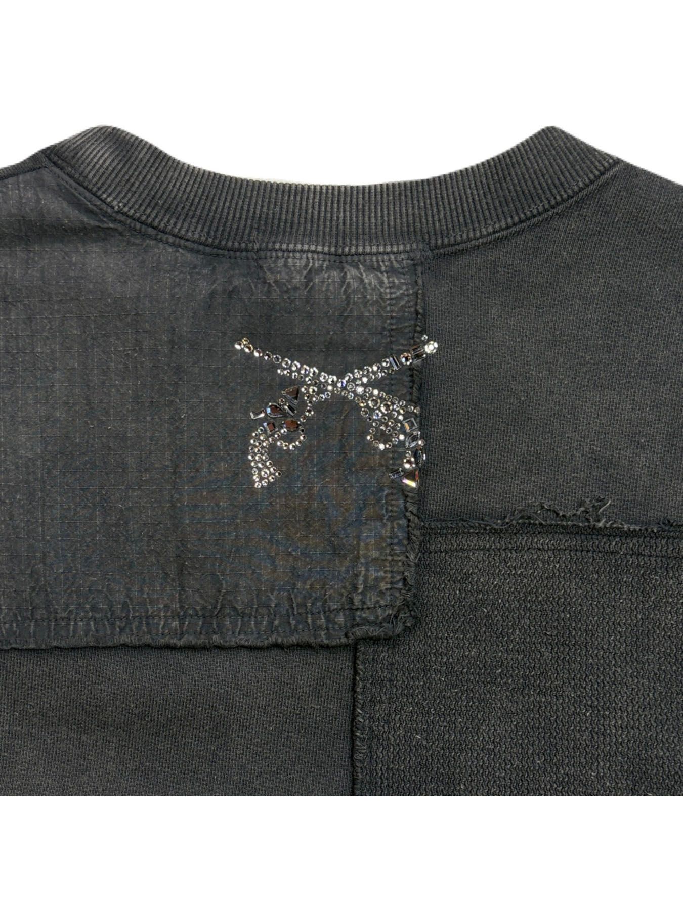 【予約品 3月9日(月) 18:00 締切】PATCHWORK SWEAT CRY / クリスタル モザイク クロスガン パッチワーク スウェット / ブラック