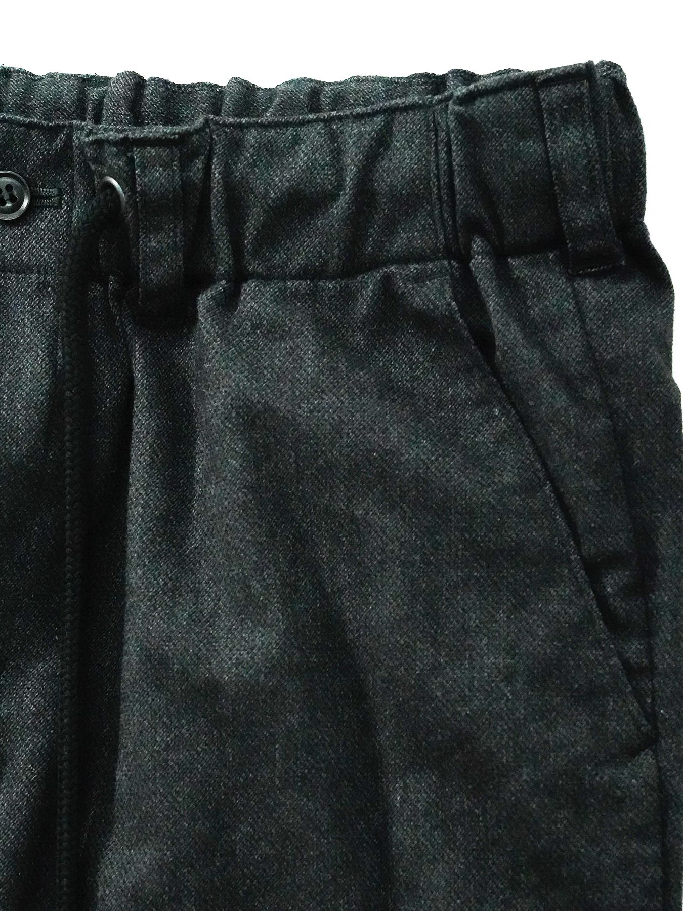 【予約品 6月2日(月) AM10時 締切】ZEUSSTRETCH / ワイドトラウザーズ / 杢チャコール