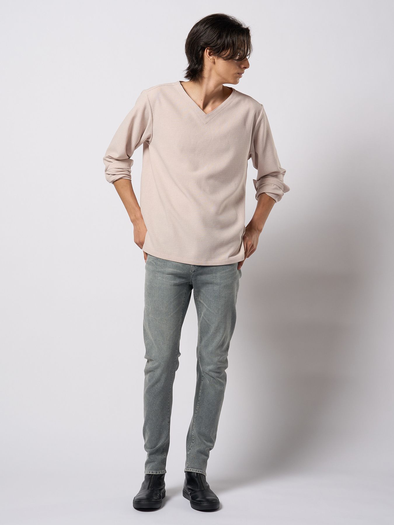 【予約品 9月23日(火) 締切】slim banana denim / スリムバナナデニム / アイスグレー