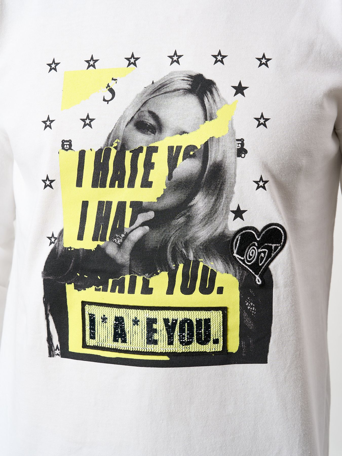 【予約品 5月8日(木) AM10時 締切】 5.6ozコットン天竺 I HATE YOU シークインLS Tシャツ / ホワイト