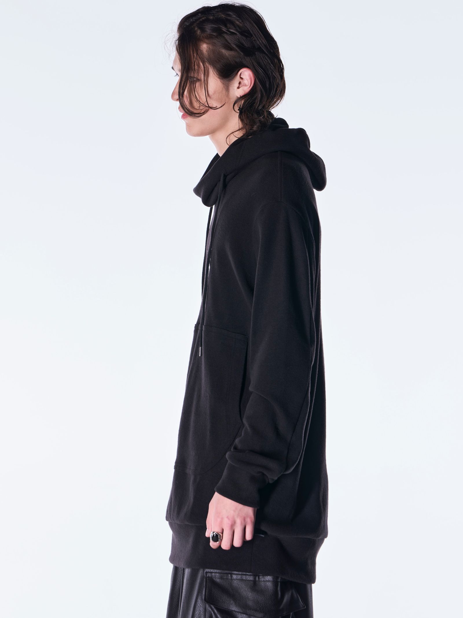 【予約品 6月29日(月) 締切】Heat Tech Jersey High Neck Hoodie / ハイネックフーディー / ブラック