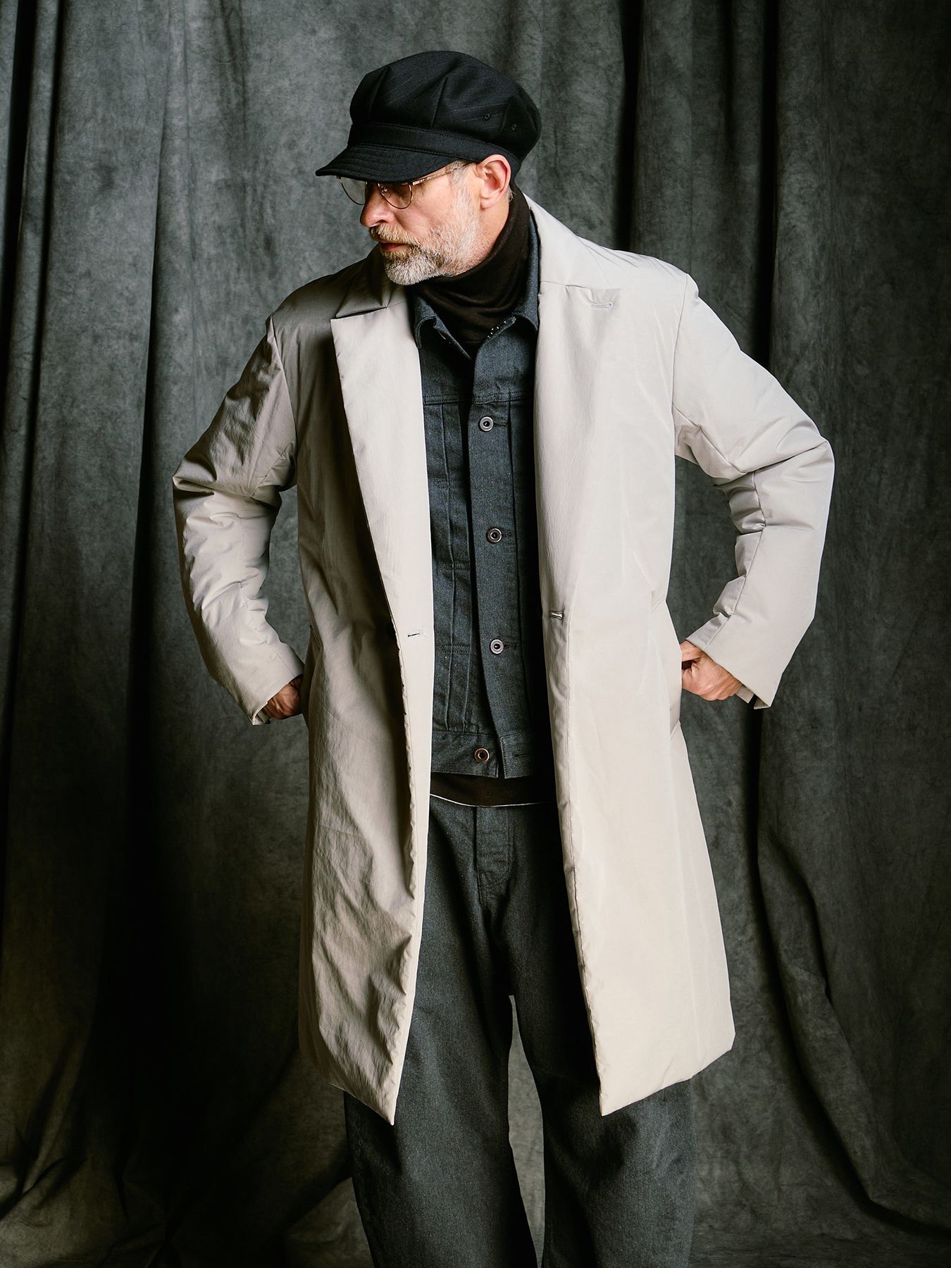 【予約品 4月19日(日) 18時締切】double breasted solid coat / ダブルブレスト ソリッド コート / フェードグレー