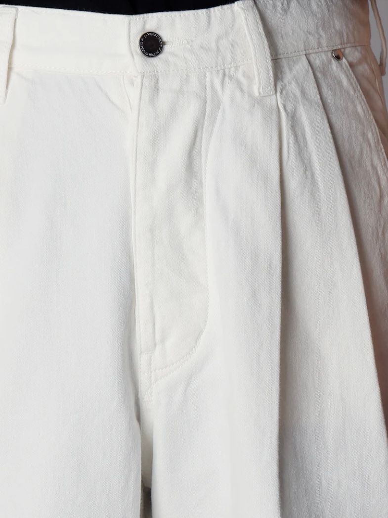 10oz Denim USED Two Tuck Wide Pants / ワイドデニムパンツ / ホワイト 【ys Yuji SUGENO】