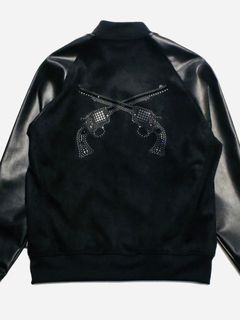 VEGAN LEATHER JKT CR / エコレザージャケット / ブラック・ガンブラック 【roarguns 】