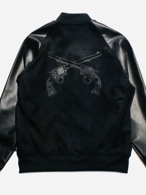 VEGAN LEATHER JKT CR / エコレザージャケット / ブラック・ガンブラック 【roarguns 】