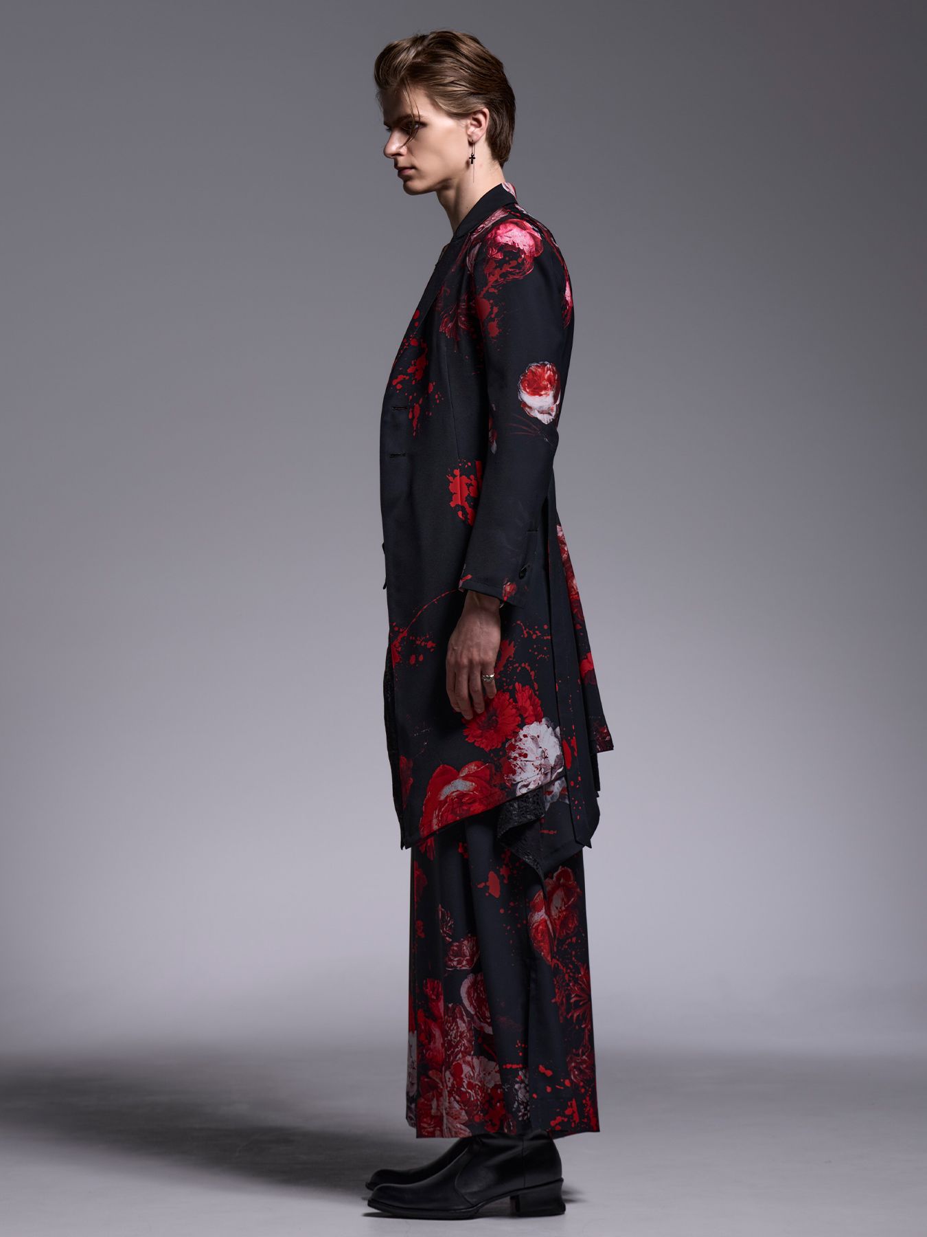 【予約品 】Wide Tuck Slacks / ワイドタックスラックス / ブラックフローラ