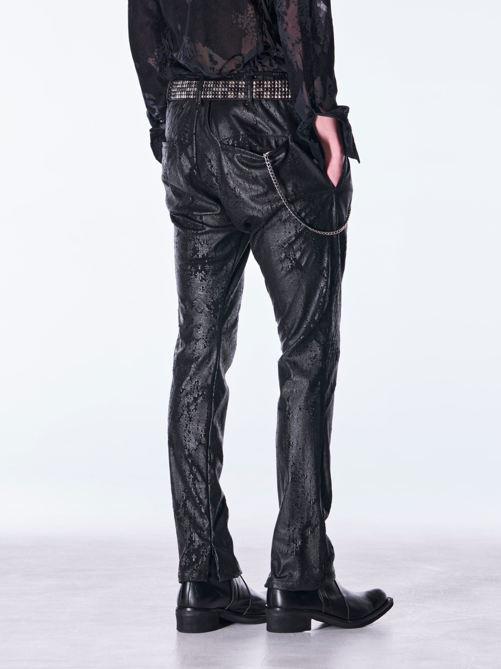 【予約品 6月29日(月) 締切】Cross Dot Fleece Boots Cut Slacks / ブーツカット スラックス / ブラック