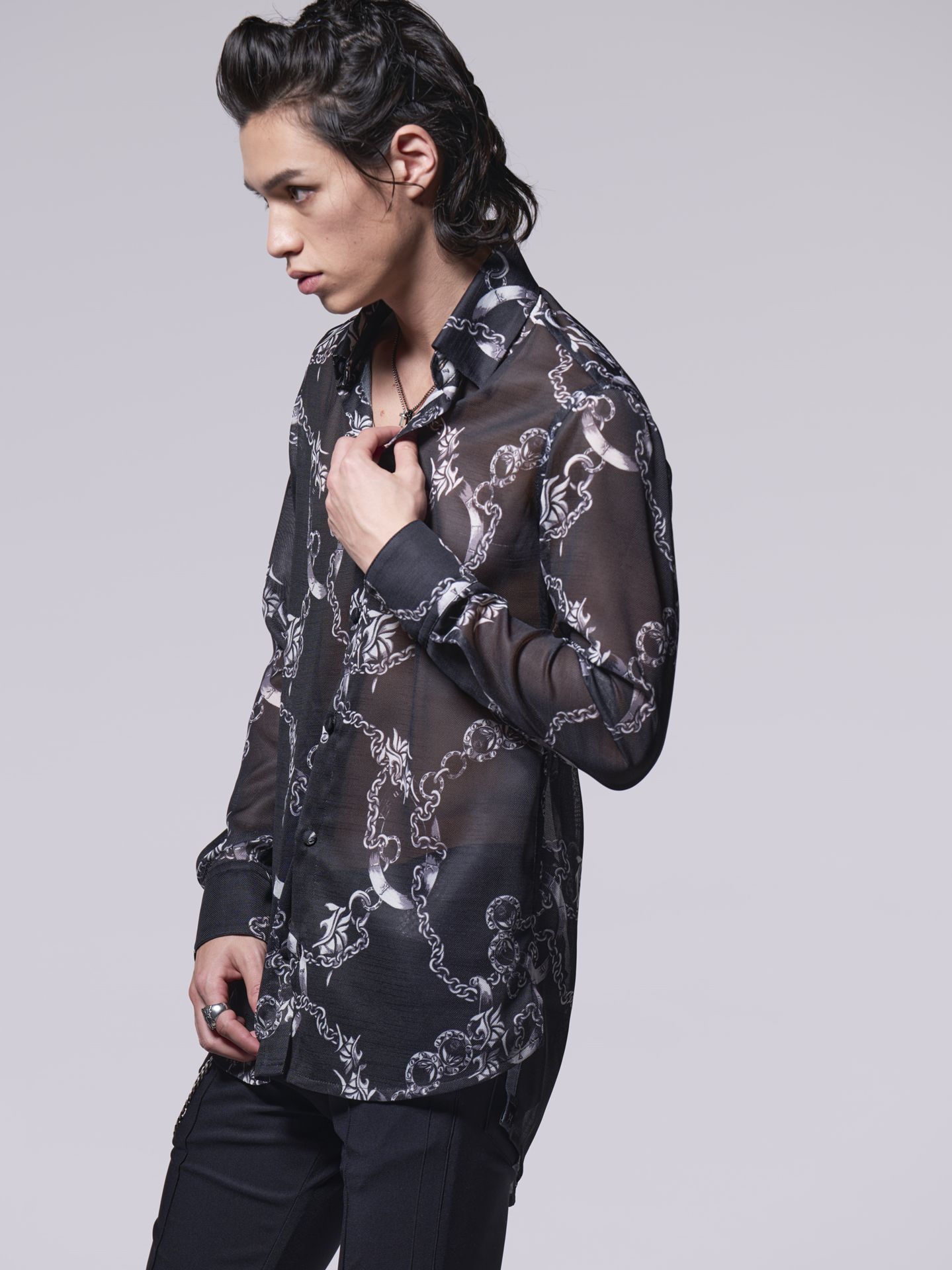 《予約品》 Chain Shirt / シャツ / ブラックチェーンプリント