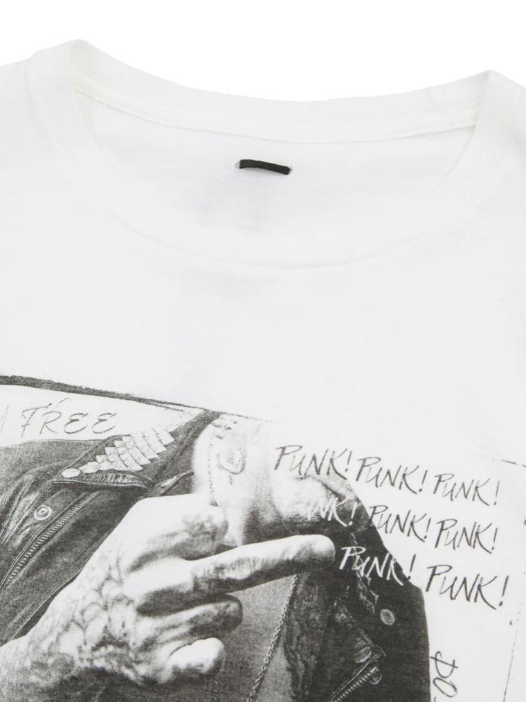 コラボ30/- ナチュラルソフト天竺『 FxxK THE WORLD』ワイド Tシャツ（オーバーサイズ） - WHITE