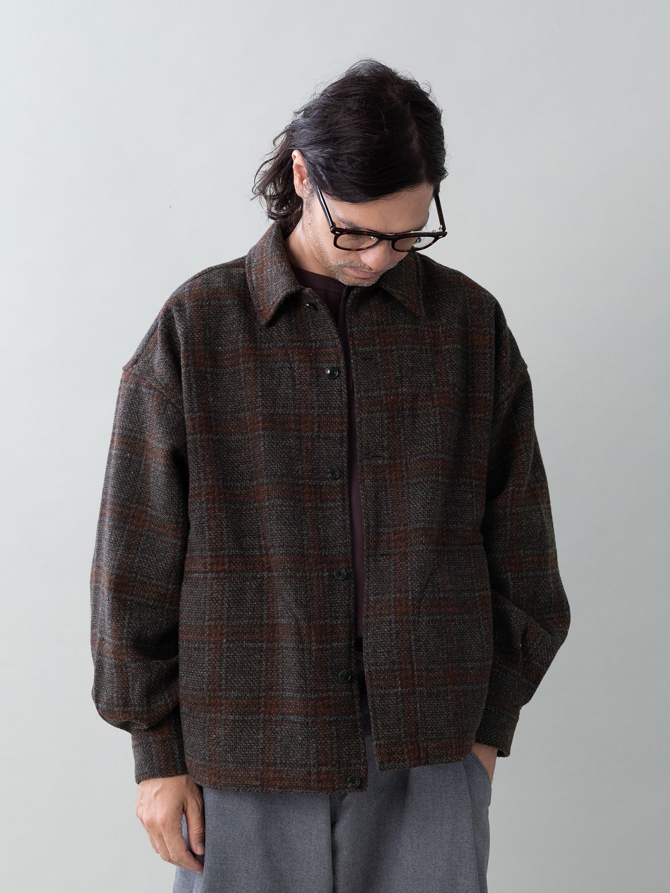 【予約品 5月6日(水) 締切】WOOLCHECK-SPORTJACKET / ヴィンテージシャツジャケット / レッド系