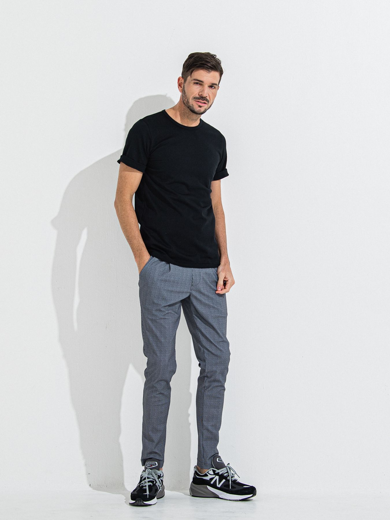 GIZA BASIC ROLL UP TEE / ギザベーシックロールアップTシャツ / ブラック