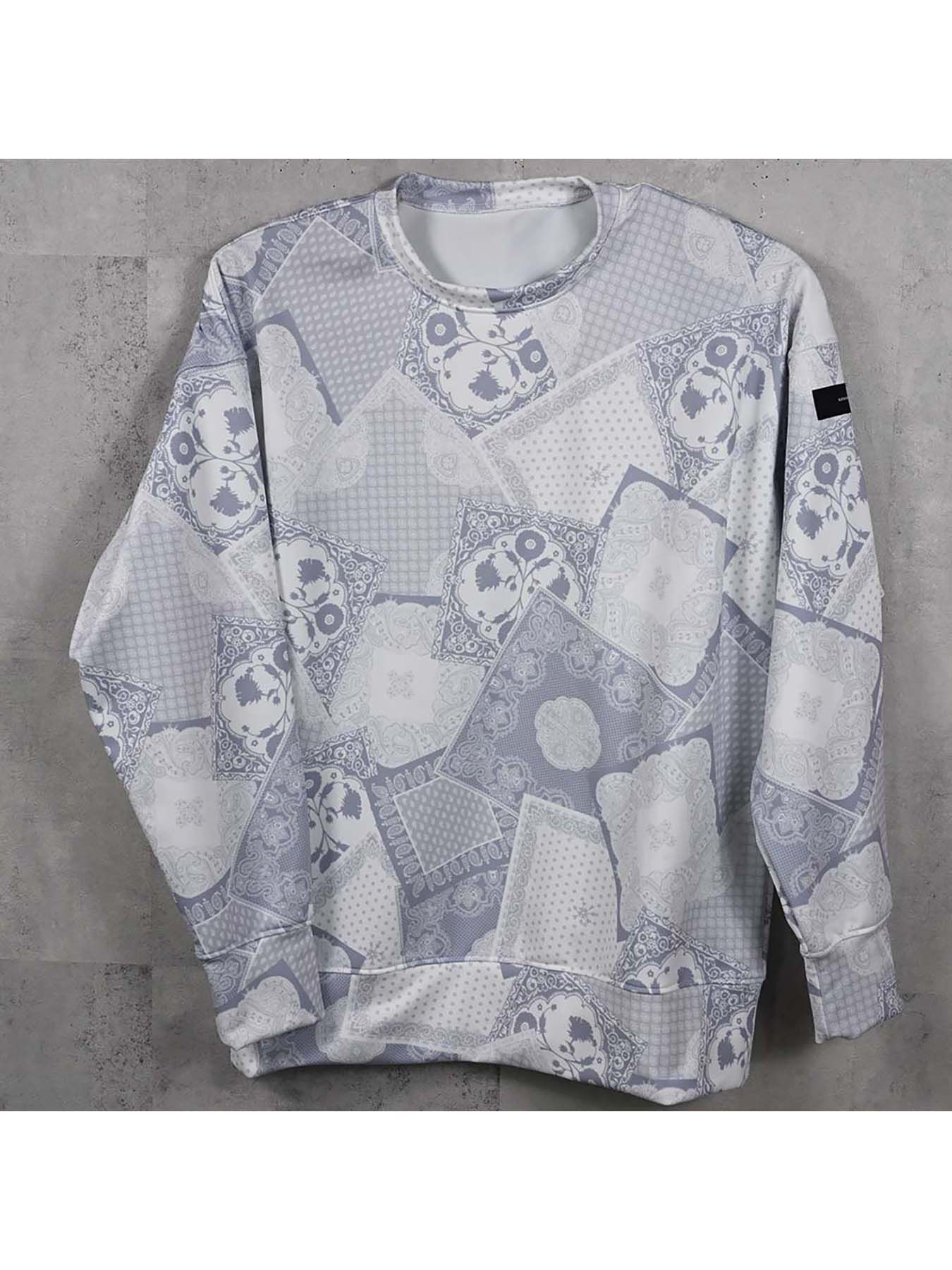 【予約品 8月31日(日) 締切】PAISLEY BACK FLEECE DROP TRAINER / ペイズリー バックフリース ドロップショルダートレーナー / グレー
