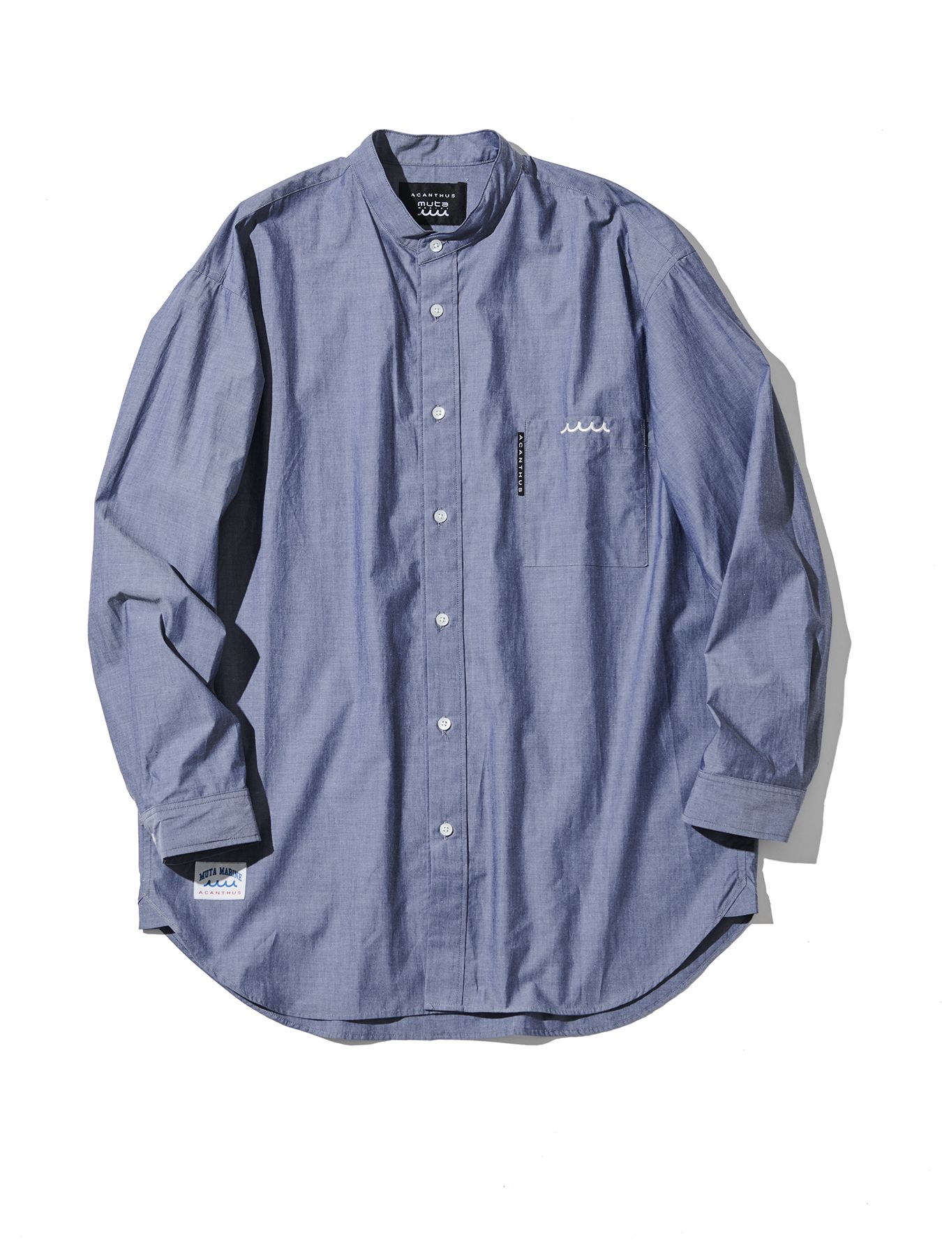 【予約品 10月9日(木) 締切】muta Oversized Band Collar Shirt / バンドカラーシャツ / ネイビー【Acanthus × muta MARINE】