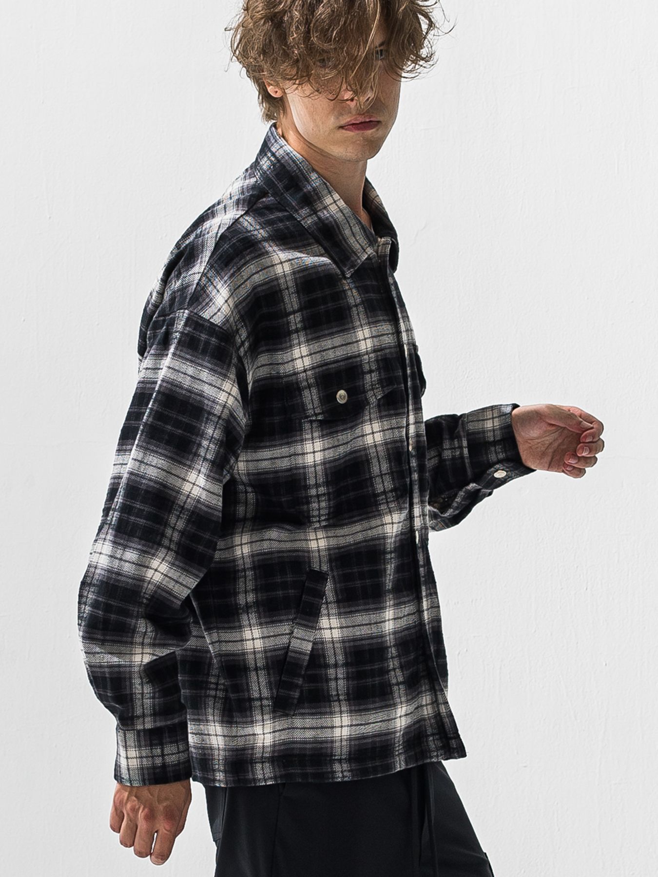 【予約品 9月6日(日) 締切】OLD SLUB CHECK JK / ヴィンテージ ネルジャケット / ブラック