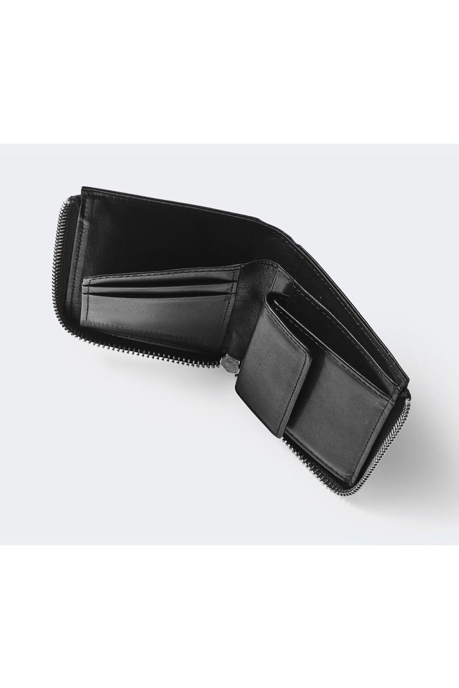 L字ウォレット 01 / Black 革二つ折り財布【aniary】