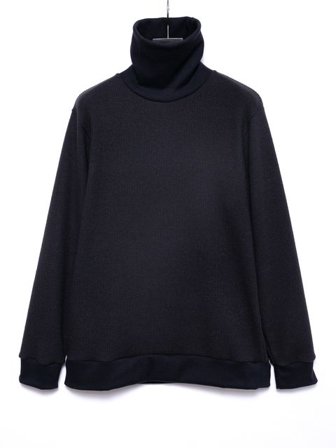 【予約品 4月6日(月) 締切】Acrylic Wool Knit Turtleneck Cut&Sew / アクリルウールニット タートルーネック ニットソー / ダークグレー