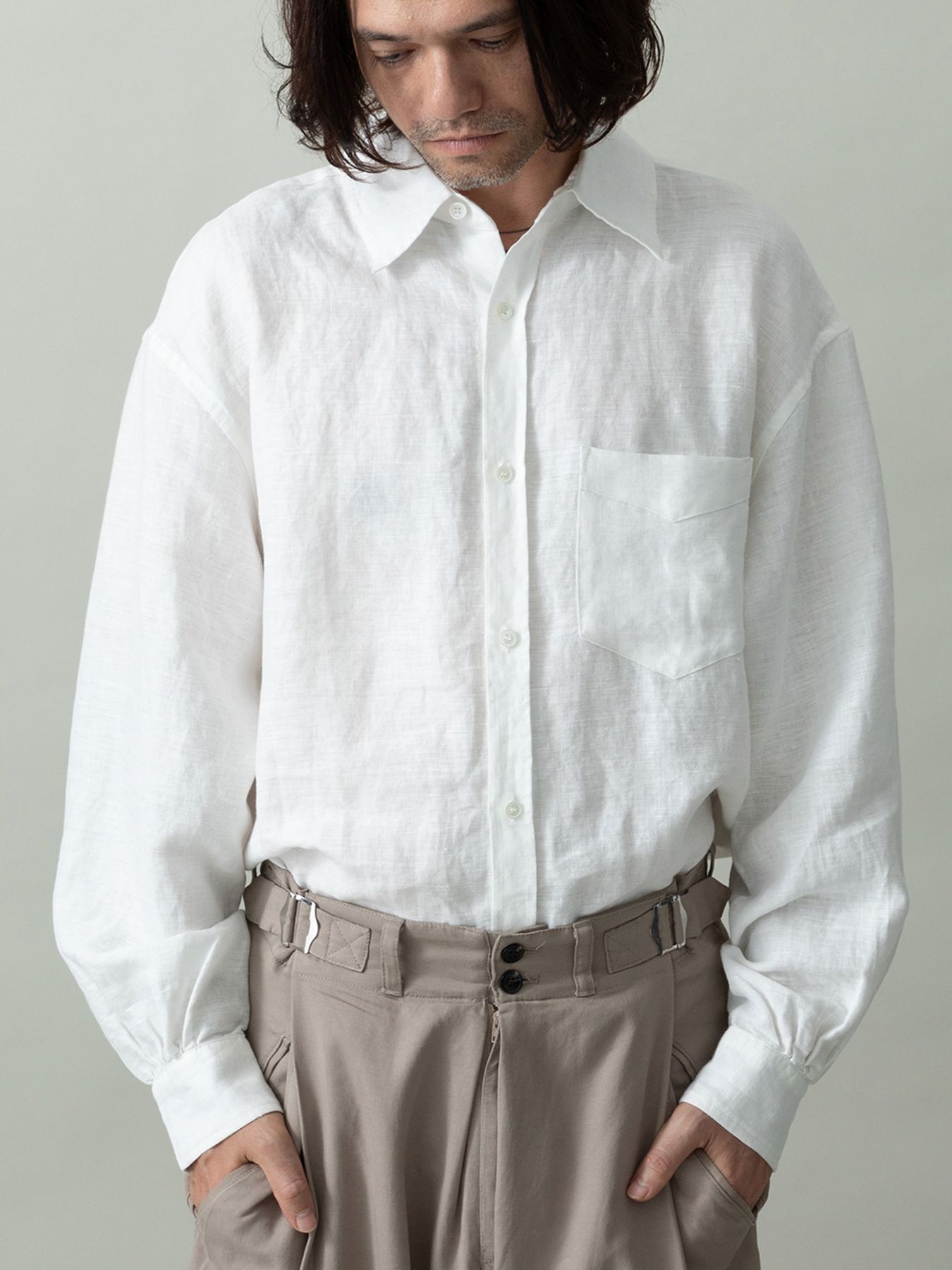 【予約品 2月1日(日) 締切】GATHERLINEN SHIRTS / リネンシャツ / ホワイト